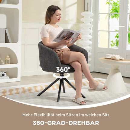 Swivel Armchair, Comfy Seat, Dark Grey, 120kg Capacity