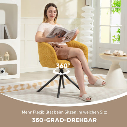 Otočné křeslo, pohodlný sedák, měkký potah, žluté