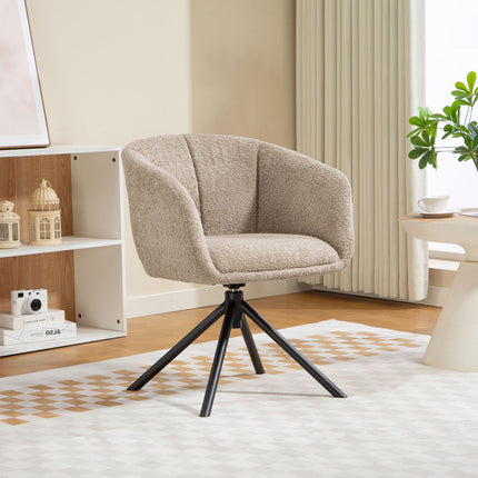Swivel Armchair, Cozy Upholstery, Light Brown, 120kg Capacity
