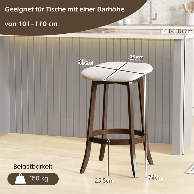Swivel Bar Stools, Set of 2, Padded Seats, Brown
