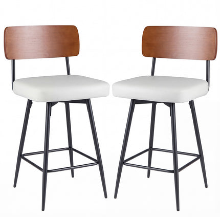 Otočné barové stoličky sada 2 ks, bílá koženka, ergonomické