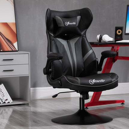 Ergonomická herní otočná židle, nastavitelná výška, černá/šedá