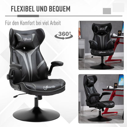 Ergonomická herní otočná židle, nastavitelná výška, černá/šedá