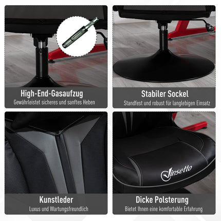 Ergonomická herní otočná židle, nastavitelná výška, černá/šedá