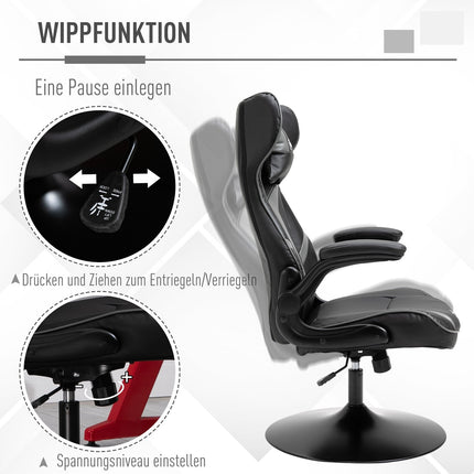 Ergonomická herní otočná židle, nastavitelná výška, černá/šedá