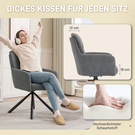 Otočná jídelní židle, šedá, čalouněný sedák a područky