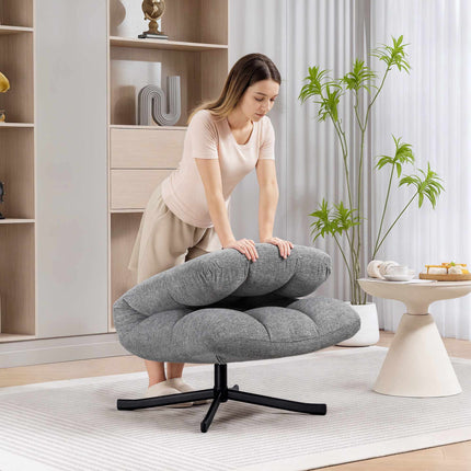 Otočné relaxační křeslo, široký sedák bez područek, šedá žinylka