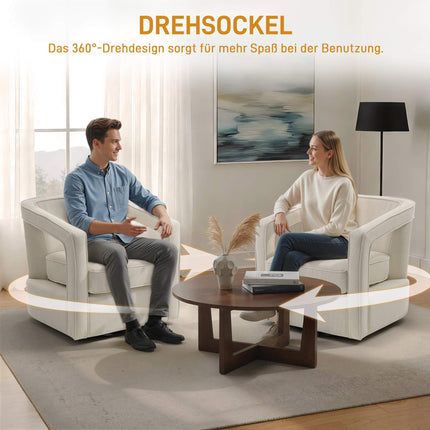 Otočné relaxační křeslo, béžové, otáčení 360, 77 x 75 x 72 cm