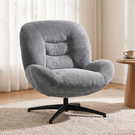 Swivel Lounge Chair, Dark Grey Chenille Fabric