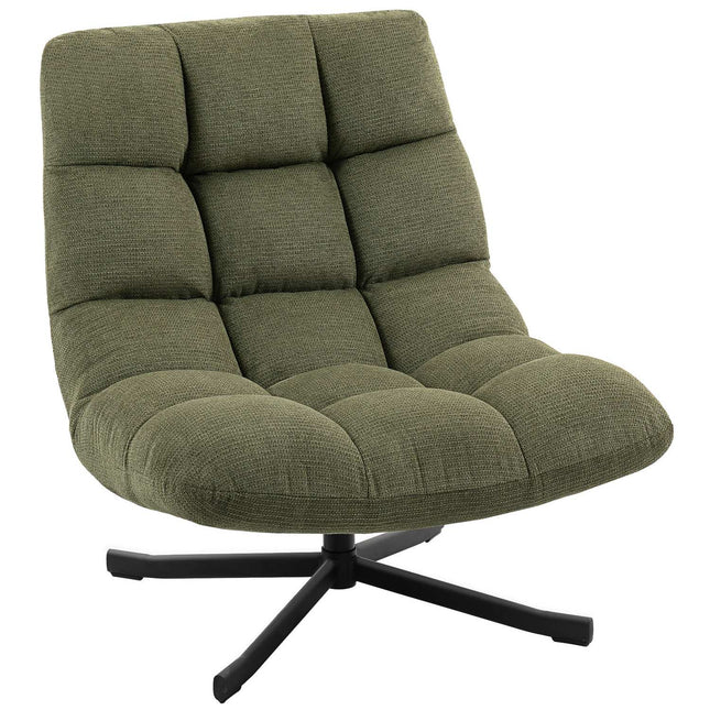 Draaibare loungestoel, brede zitting, waterbestendig chenille, groen