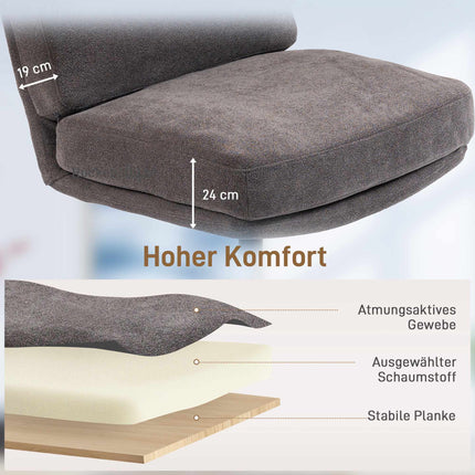 Otočné relaxační křeslo s taburetem, tmavě šedé vzhled lnu