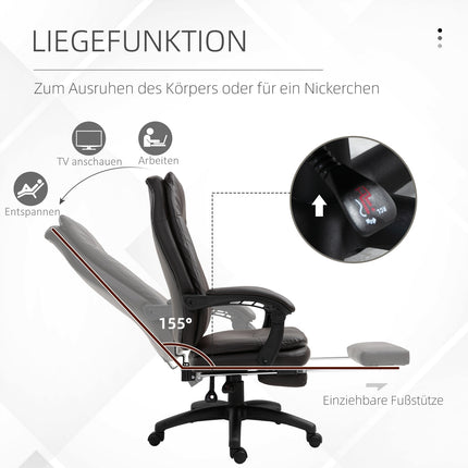 Ergonomické manažerské otočné křeslo s podnožkou, hnědá