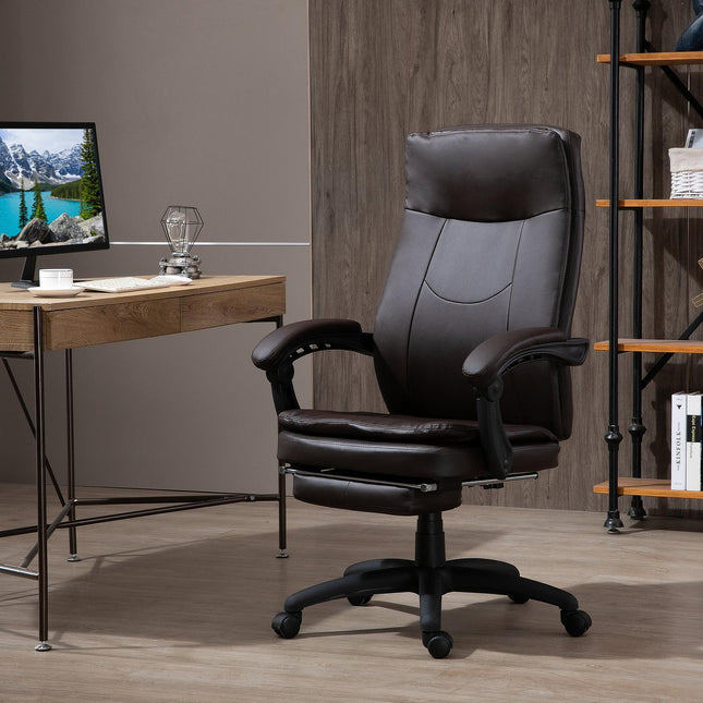 Ergonomické manažerské otočné křeslo s podnožkou, hnědá