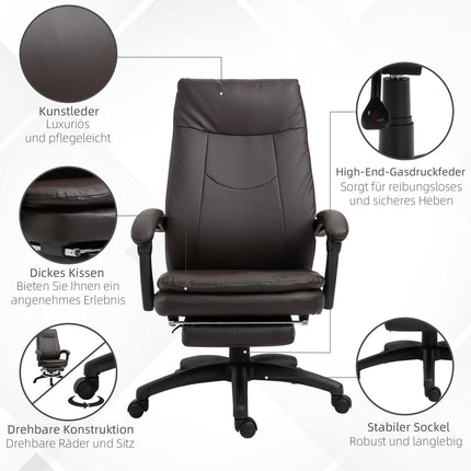 Ergonomické manažerské otočné křeslo s podnožkou, hnědá