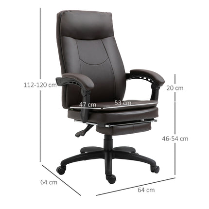 Ergonomické manažerské otočné křeslo s podnožkou, hnědá