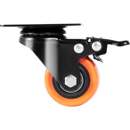 Swivel Plate Caster Wheels 2 in, Set of 4, Dual Lock, PVC