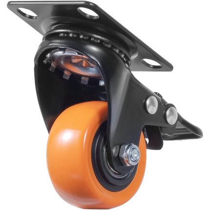 Swivel Plate Caster Wheels 2 in, Set of 4, Dual Lock, PVC