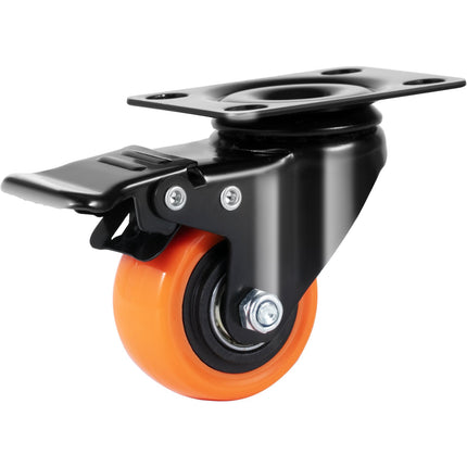 Swivel Plate Caster Wheels 2 in, Set of 4, Dual Lock, PVC