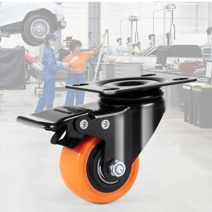 Swivel Plate Caster Wheels 2 in, Set of 4, Dual Lock, PVC