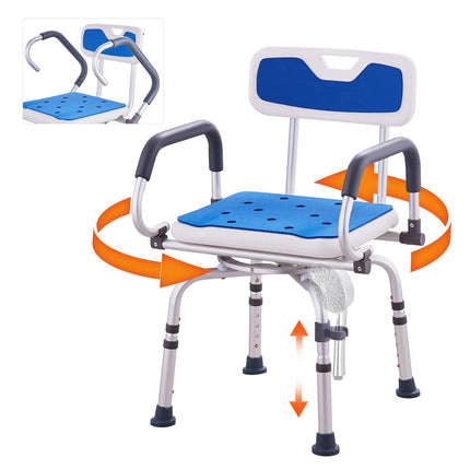 Swivel Shower Chair 360, Adjustable Height, 400 lb Capacity
