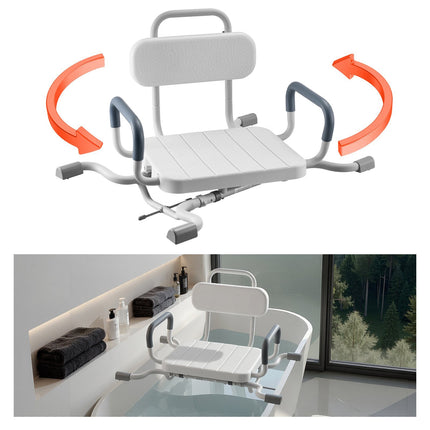 Swivel Shower Transfer Bench With Arms and Back, 220 lb