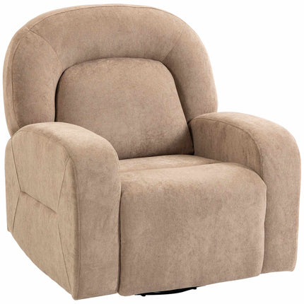 Otočné sametové polohovací křeslo, houpání 360, 135, khaki