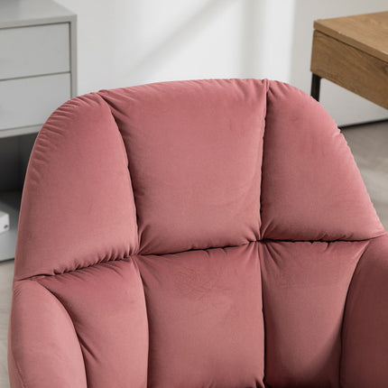 Pink height-adjustable office chair in velvet, capacity 120 kg