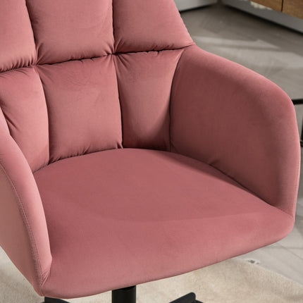 Pink height-adjustable office chair in velvet, capacity 120 kg