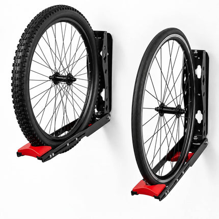 Swivelling Vertical Bicycle Wall Mount with Wall Protector – 1 Mount, Black, Red