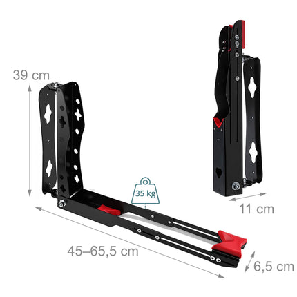 Swivelling Vertical Bicycle Wall Mount with Wall Protector – 1 Mount, Black, Red