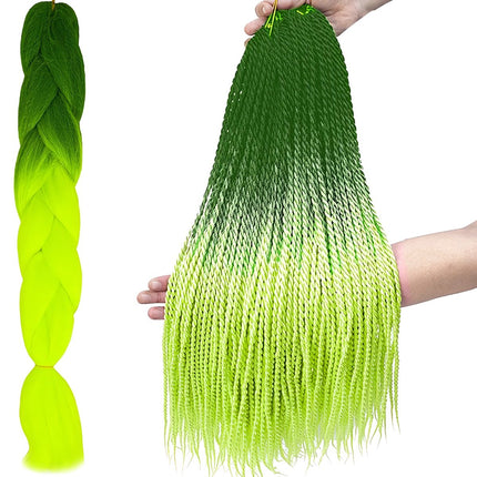 Syntetické vlasové copánky ombre zelená / neon W10344