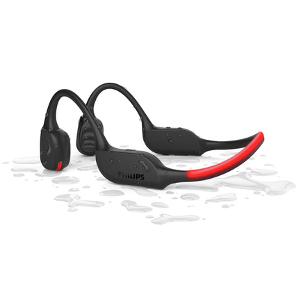 TAA7607BK Bezdrátová sportovní sluchátka open-ear, kostní vedení, třída IPX66, LED osvětlení. Černá.