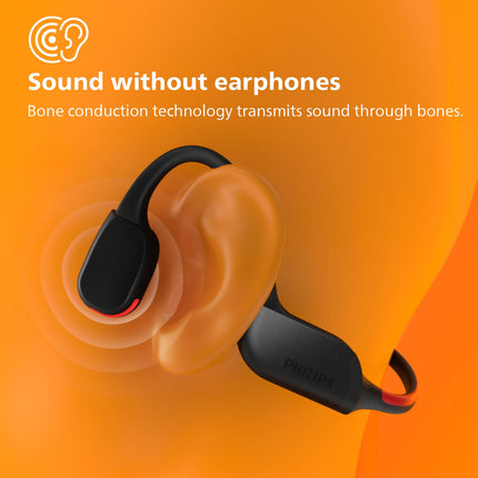 TAA7607BK Bezdrátová sportovní sluchátka open-ear, kostní vedení, třída IPX66, LED osvětlení. Černá.