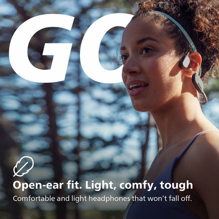 TAA7607BK Bezdrátová sportovní sluchátka open-ear, kostní vedení, třída IPX66, LED osvětlení. Černá.