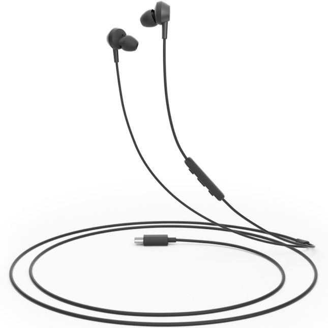 TAE5008BK Sluchátka do uší s mikrofonem a ovladačem. Konektor USB-C. Černá.
