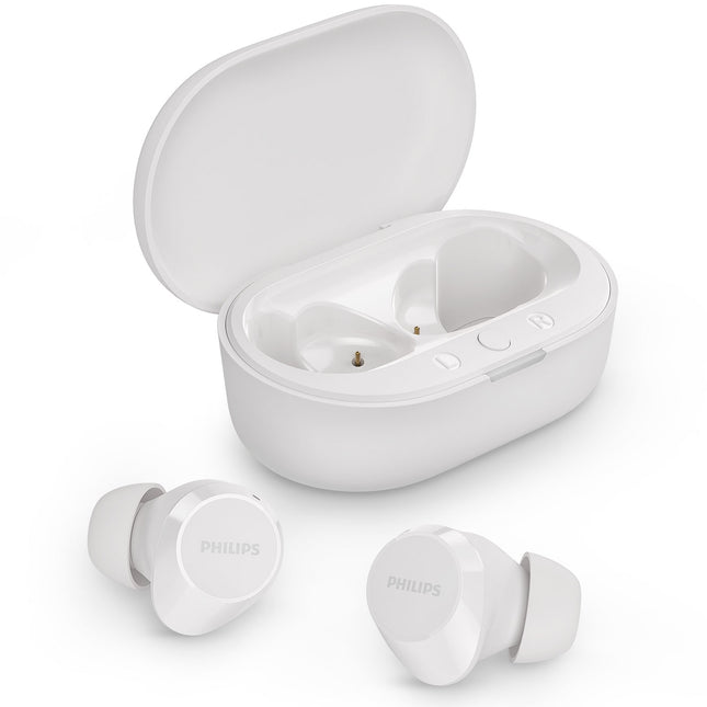 TAT1209WT True Wireless sluchátka. Malá a pohodlná. 6+18 hodin přehrávání. Třída IPX4. Bílá.