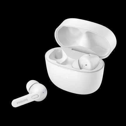 TAT2206WT True Wireless sluchátka, třída IPX4 (odolná proti stříkající vodě a potu) 6+18 hodin přehrávání. Bílá.