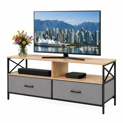 TV Lowboard with Storage, Greige-Black, 120 cm