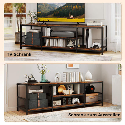 TV stolek pro 65palcové televizory, industriální styl, kovový rám