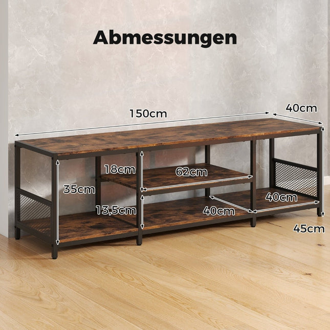 TV stolek pro 65palcové televizory, industriální styl, kovový rám