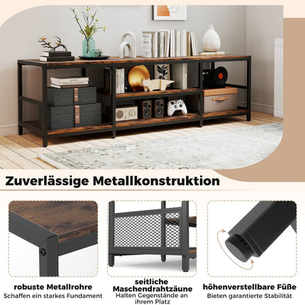 TV stolek pro 65palcové televizory, industriální styl, kovový rám