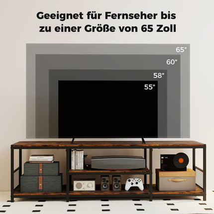 TV stolek pro 65palcové televizory, industriální styl, kovový rám