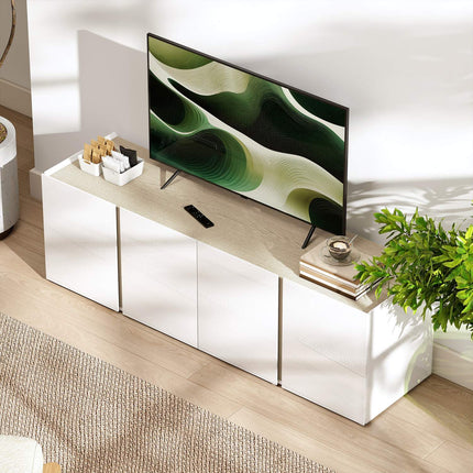 TV stolek pro 65palcové televizory, tlumící dvířka, bílý