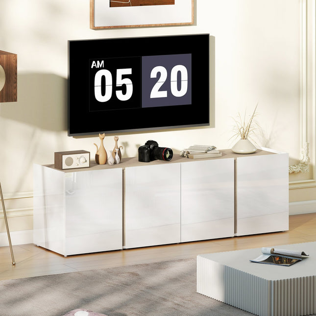 TV stolek pro 65palcové televizory, tlumící dvířka, bílý