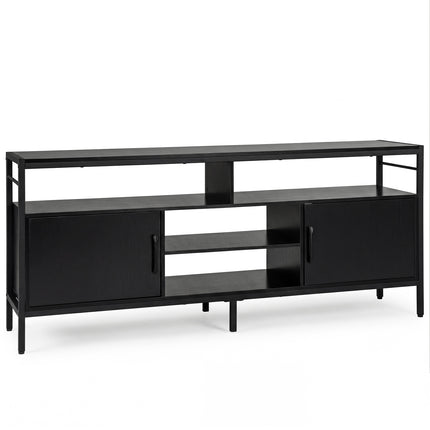 TV stolek pro 65" televizory se 2 skříňkami a 4 policemi, černý