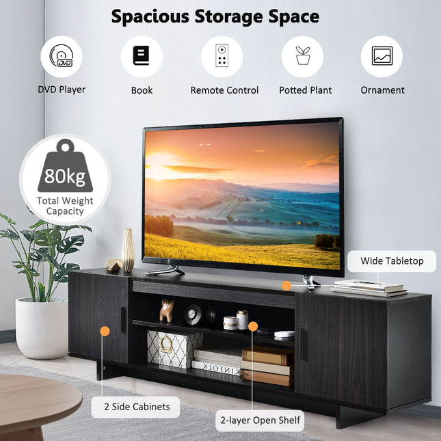 Tv-meubel voor tv's tot 65 inch, 2 kastjes, planken