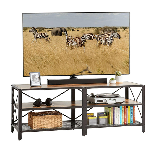 TV stolek se 4 přihrádkami, industriální design