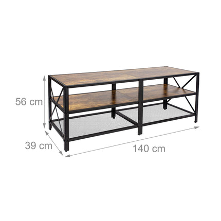 TV stolek se 4 přihrádkami, industriální design