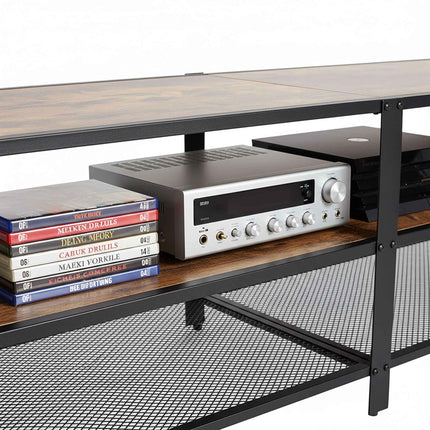 TV stolek se 4 přihrádkami, industriální design