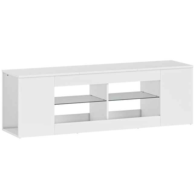 Tv-meubel met 6 planken, 2 glazenrekken, 140 cm, wit